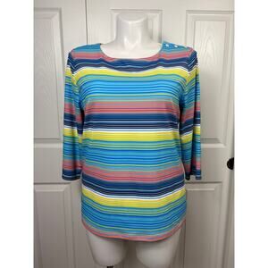 Peck & Peck Women's Striped 3/4 Sleeve Blouse - XL